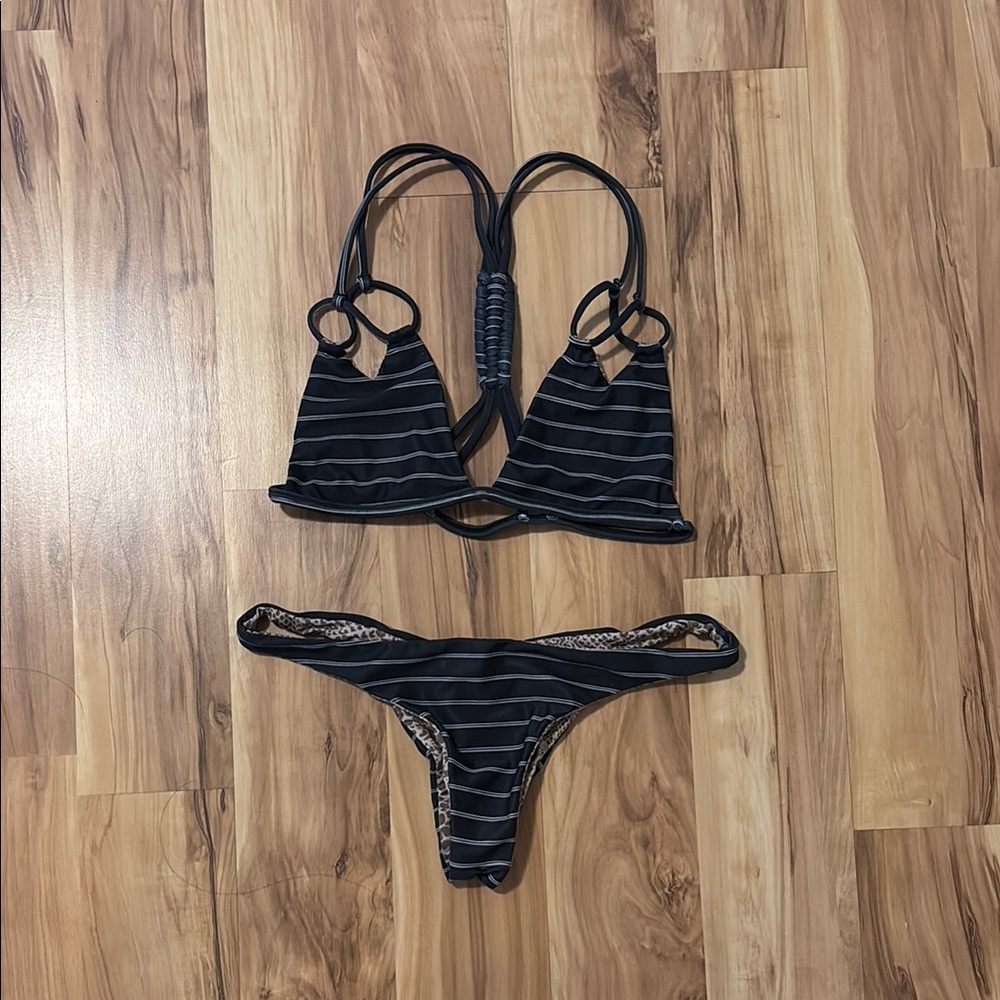 Acacia Striped Navy Bikini Set